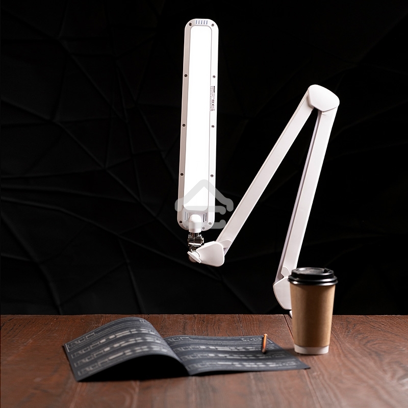 Лампа настольная бестеневая Rexant, струбцина, «ECO light t», 90 SMD LED, сенсорный диммер, белая
