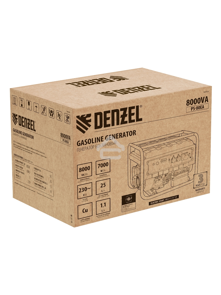 Электрогенератор бензиновый Denzel PS 80 EA, 8 кВт, 85 дБ, 90 кг