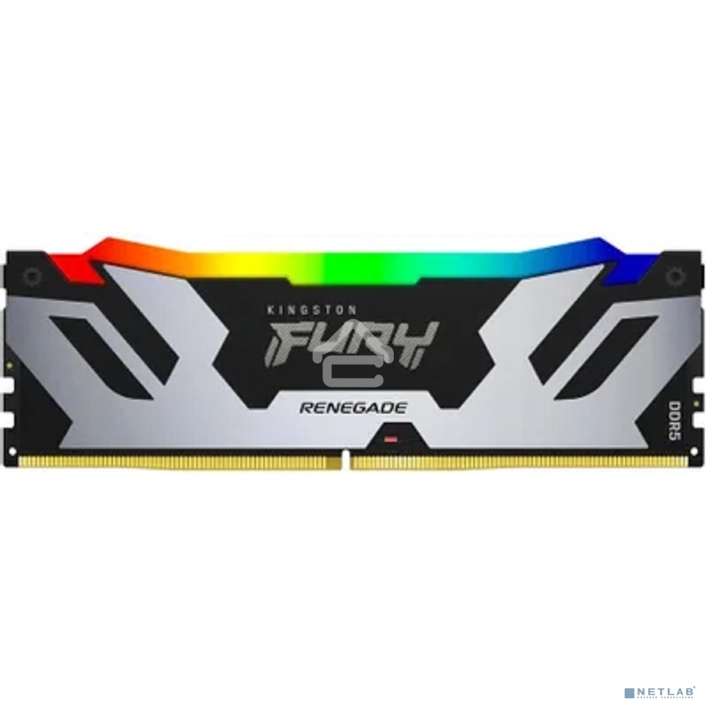 Оперативная память Kingston Fury Renegade, DDR5, 48Gb (1x48Gb), 6000MHz, CL32, DIMM, с радиатором, RGB, cеребристый/черный
