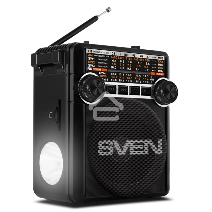 Радиоприемник АС SVEN SRP-355, черный (3 Вт, FM/AM/SW, USB, SD/microSD, фонарь, встроенный аккумулятор) АС SVEN SRP-355, черный (3 Вт, FM/AM/SW, USB, SD/microSD, фонарь, встроенный аккумулятор)
