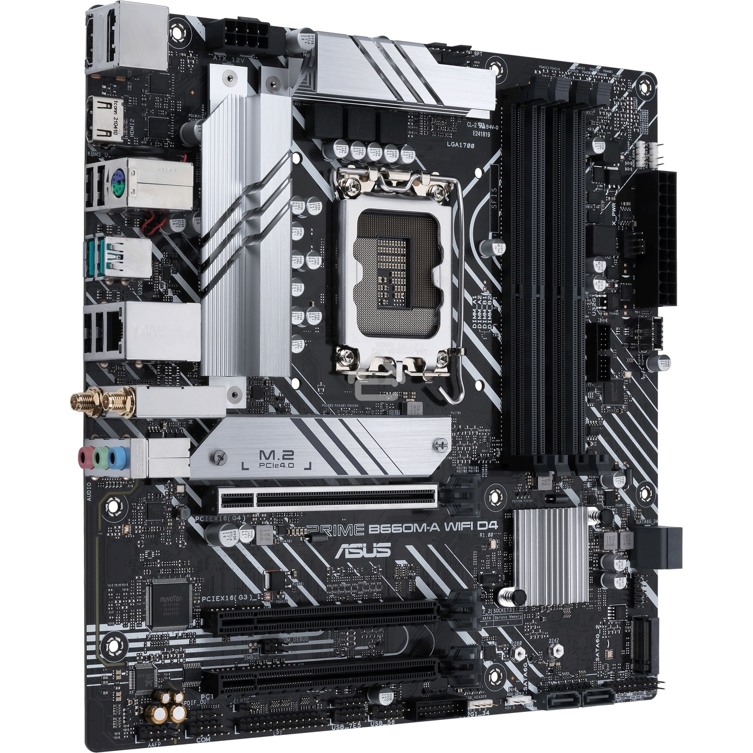 Материнская плата ASUS PRIME B660M-A WIFI D4, Socket LGA 1700, Intel B660, 4xDDR4, 4xSATA, 2xM.2, 1xPCIe 4.0 x16, 1xPCIe 3.0 x16, 1xDP, 2xHDMI, 1x 1Gb LAN, 2xUSB-A 3.2 Gen 2, 4xUSB-A 2.0, 3x3.5 мм, 7.1, mATX