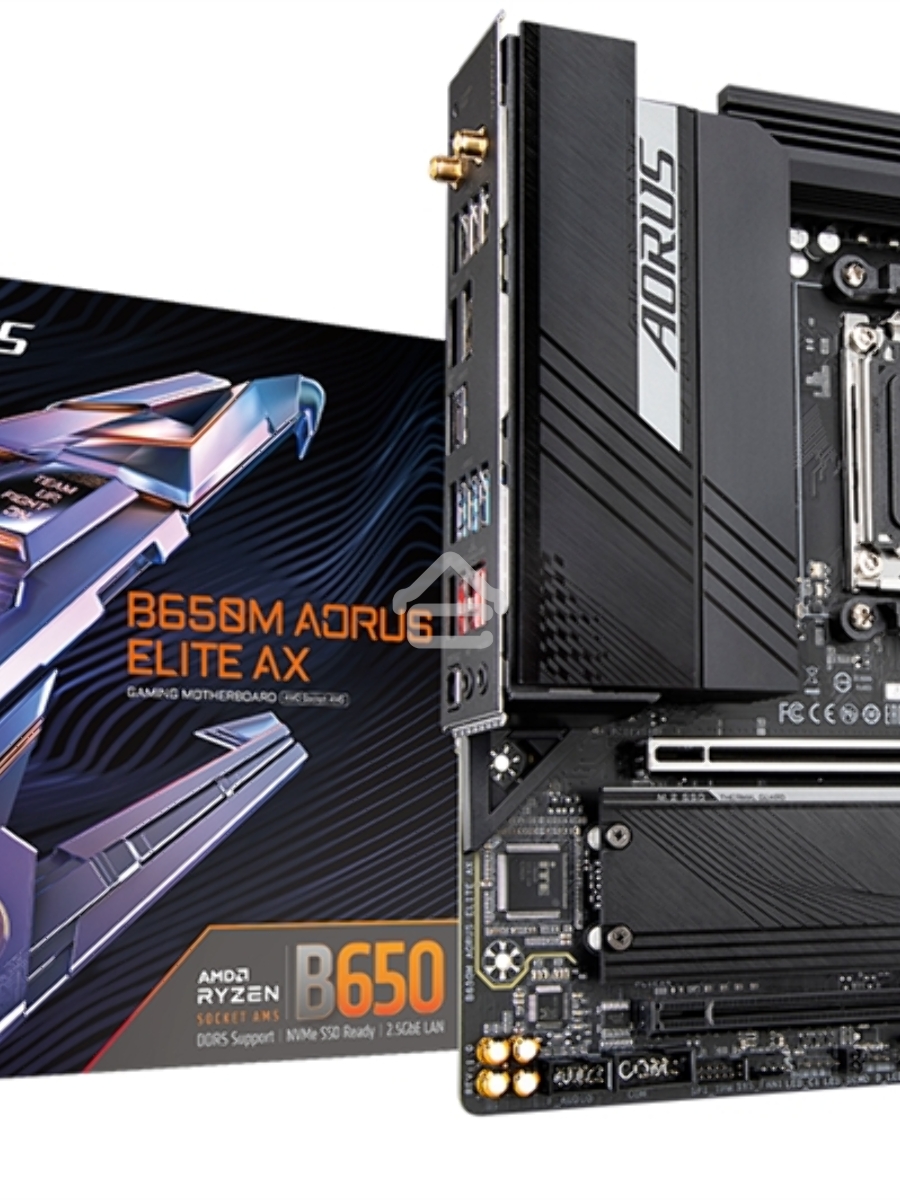 Материнская плата Gigabyte B650M AORUS ELITE AX, AM5, AMD B650, 4xDDR5, 4xSATA, 2xM.2, 1xPCI-E 5.0 x4, 1xPCI-E 4.0 x16, 1xHDMI, 1xDP, 1x 2.5Gb LAN, 4xUSB-A 2.0, 5xUSB-A 3.2 Gen 1, 2xUSB-A 3.2 Gen 2, 1xUSB-C 3.2 Gen 2, 2x3.5 мм, 7.1, Micro-ATX