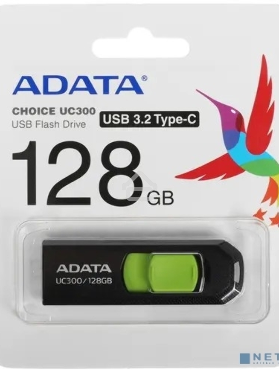 Флеш диск A-Data 128Gb Type-C UC300 ACHO-UC300-128G-RBK/GN USB3.2 черный/зеленый