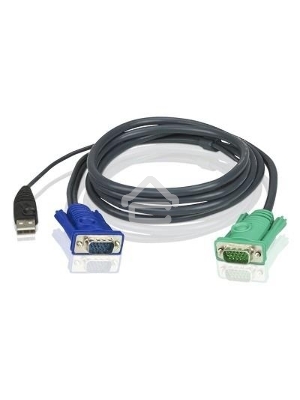 Шнур, мон+клав+мышь USB ATEN, SPHD15=>HD DB15+USB A-Тип, Male-2xMale,  8+4 проводов, опрессованный,   1.8 метр., черный, (2L-5202U)