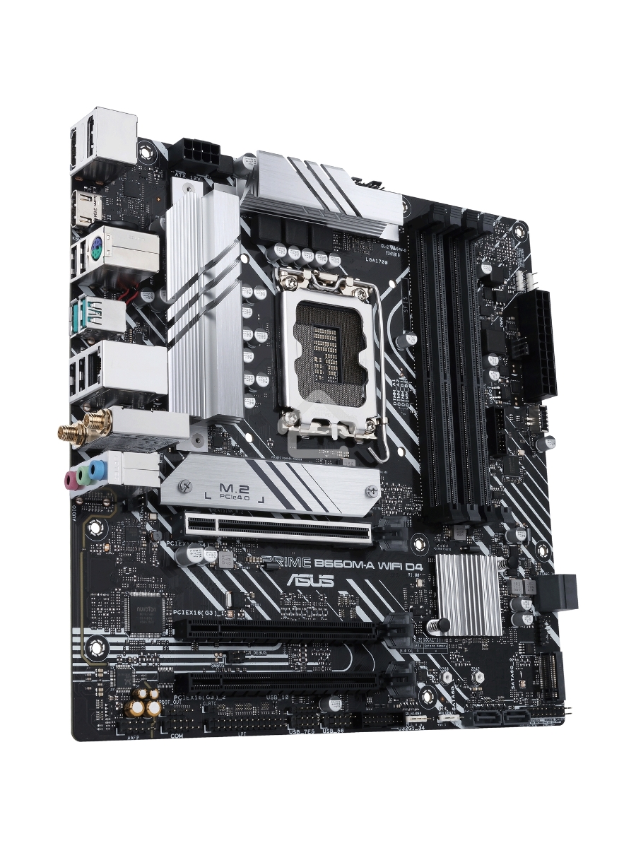 Материнская плата ASUS PRIME B660M-A WIFI D4, Socket LGA 1700, Intel B660, 4xDDR4, 4xSATA, 2xM.2, 1xPCIe 4.0 x16, 1xPCIe 3.0 x16, 1xDP, 2xHDMI, 1x 1Gb LAN, 2xUSB-A 3.2 Gen 2, 4xUSB-A 2.0, 3x3.5 мм, 7.1, mATX