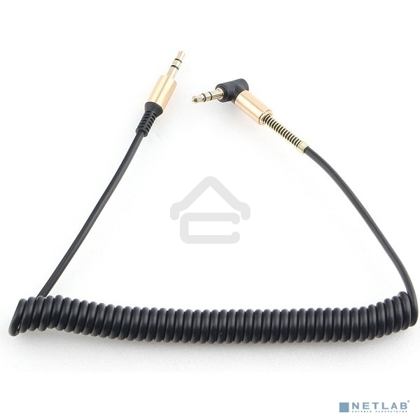 Кабель Cablexpert аудио 90˚ спиральный CCAB-02-35MMLC-1.8MB. 3.5 Jack (M)/3.5 Jack (M), черный, 1.8м, блистер