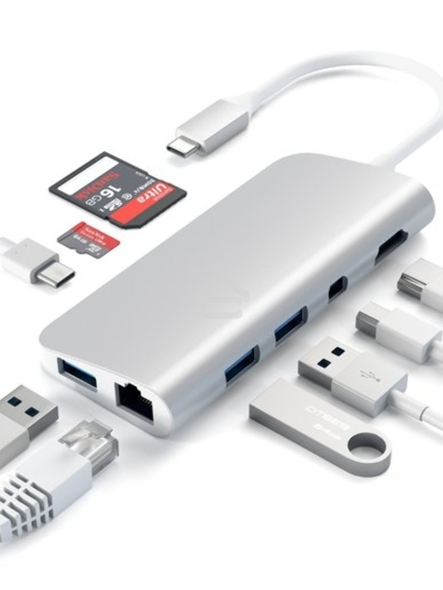 USB адаптер Satechi Aluminum Type-C Multimedia Adapter. Цвет серебряный