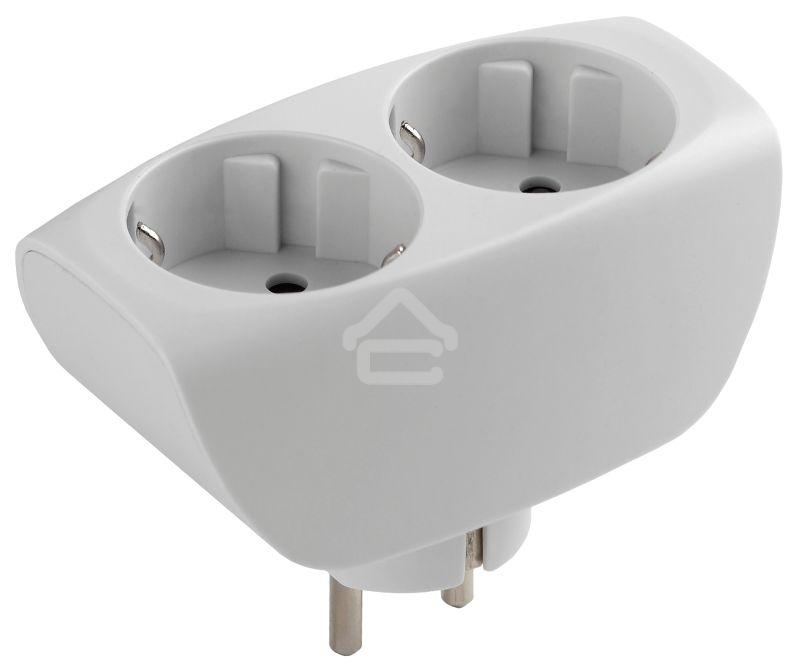 Тройник ЭРА SP-2e-W 2 гнезда, с заземлением, со шторками, белый