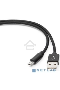 Кабель Gembird USB 2.0 Cablexpert CC-mUSB2bk1m, AM/microBM 5P, 1м, нейлоновая оплетка, алюминиевые разъемы, черный, пакет