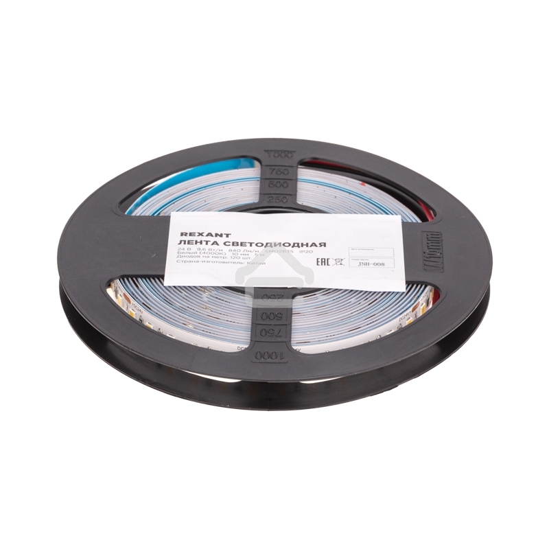 Лента светодиодная 24В, SMD2835, 9,6Вт/м, 120 LED/м, 4000K, 10мм, 5м,IP20 Rexant