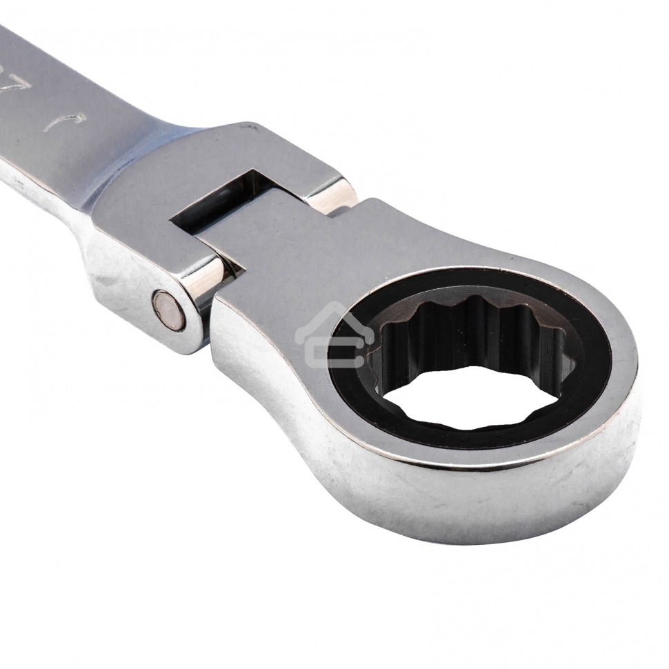 Ключ комбинированный трещоточный Matrix 27 мм, CrV, шарнирный, зерк.хром