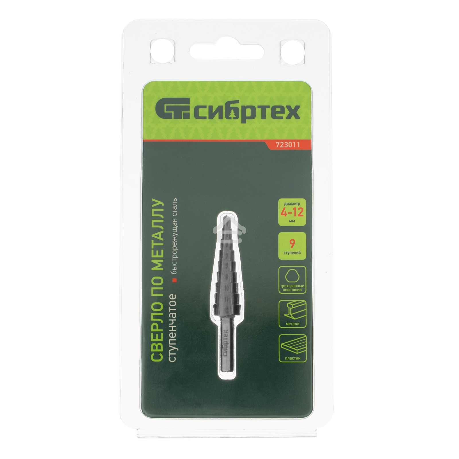 Сверло ступенчатое по металлу Сибртех 4-5-6-7-8-9-10-11-12 мм, 4241