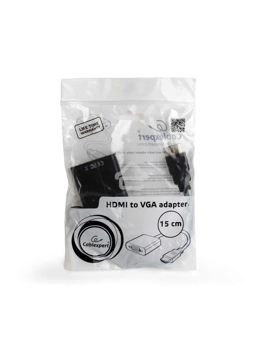 Переходник HDMI-VGA Cablexpert A-HDMI-VGA-04, 19M/15F, провод 15см