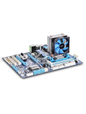 Кулер для процессора DEEPCOOL ICE EDGE MINI FS V2.0 синий, 80 мм, алюминий/медь, 2200 об/мин, 24.7 дБ, 3 pin, 100 Вт, 112 мм