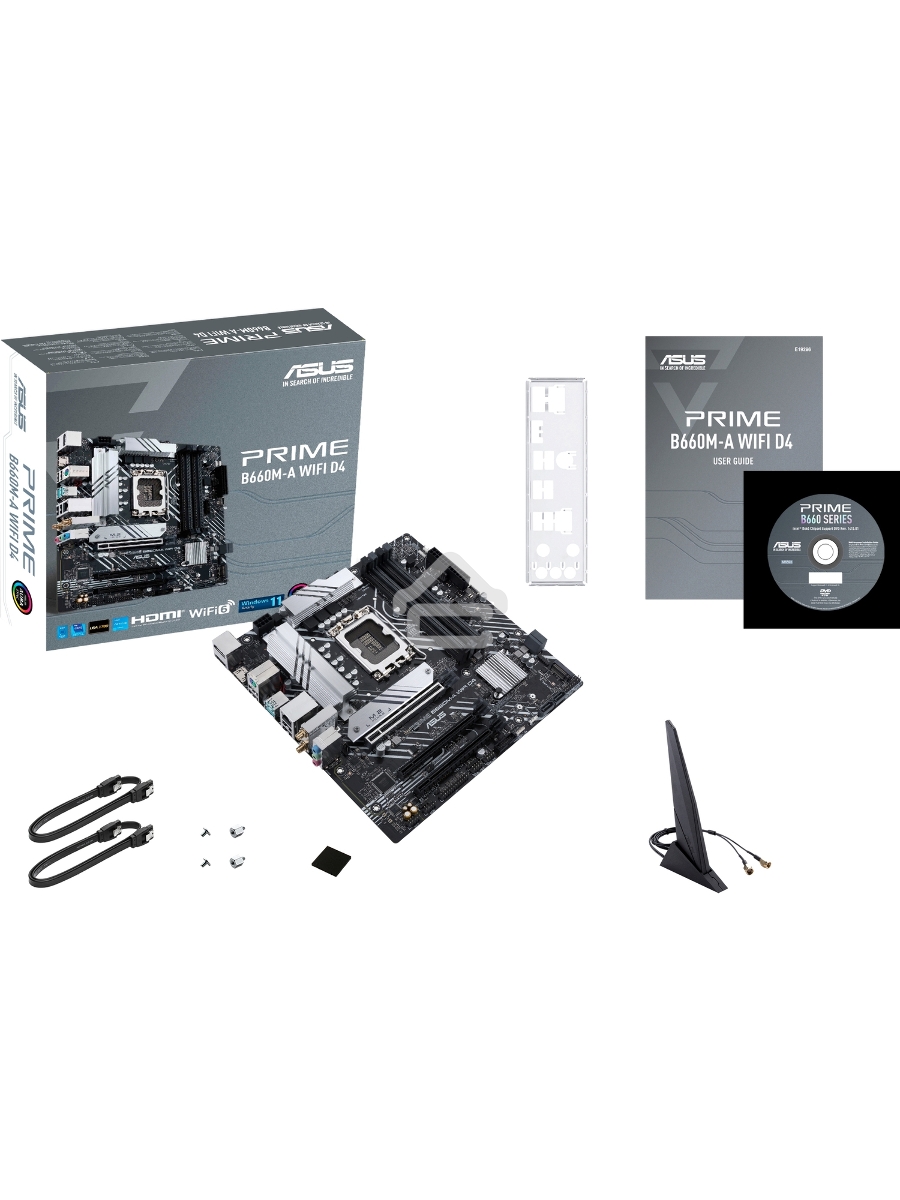 Материнская плата ASUS PRIME B660M-A WIFI D4, Socket LGA 1700, Intel B660, 4xDDR4, 4xSATA, 2xM.2, 1xPCIe 4.0 x16, 1xPCIe 3.0 x16, 1xDP, 2xHDMI, 1x 1Gb LAN, 2xUSB-A 3.2 Gen 2, 4xUSB-A 2.0, 3x3.5 мм, 7.1, mATX