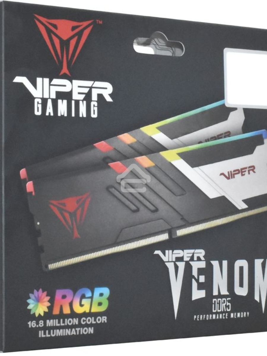 Оперативная память Patriot Viper Venom, DDR5, 32GB (2x16GB), 6400MHz, CL32, DIMM, с радиаторами, RGB, черный