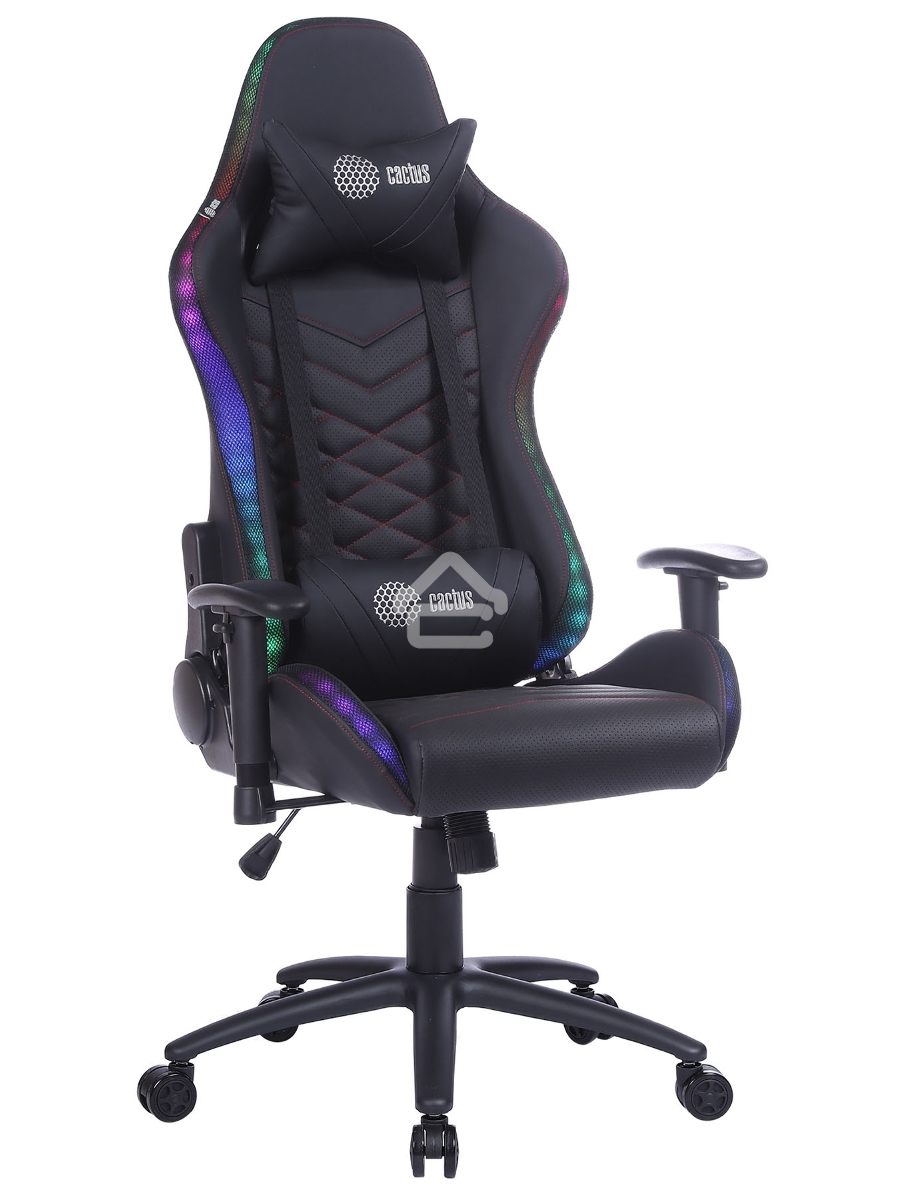 Кресло игровое Cactus CS-CHR-0099BLR черный/красный, сиденье черный/красный, эко.кожа, с подголов. крестовина металл, пластик черный
