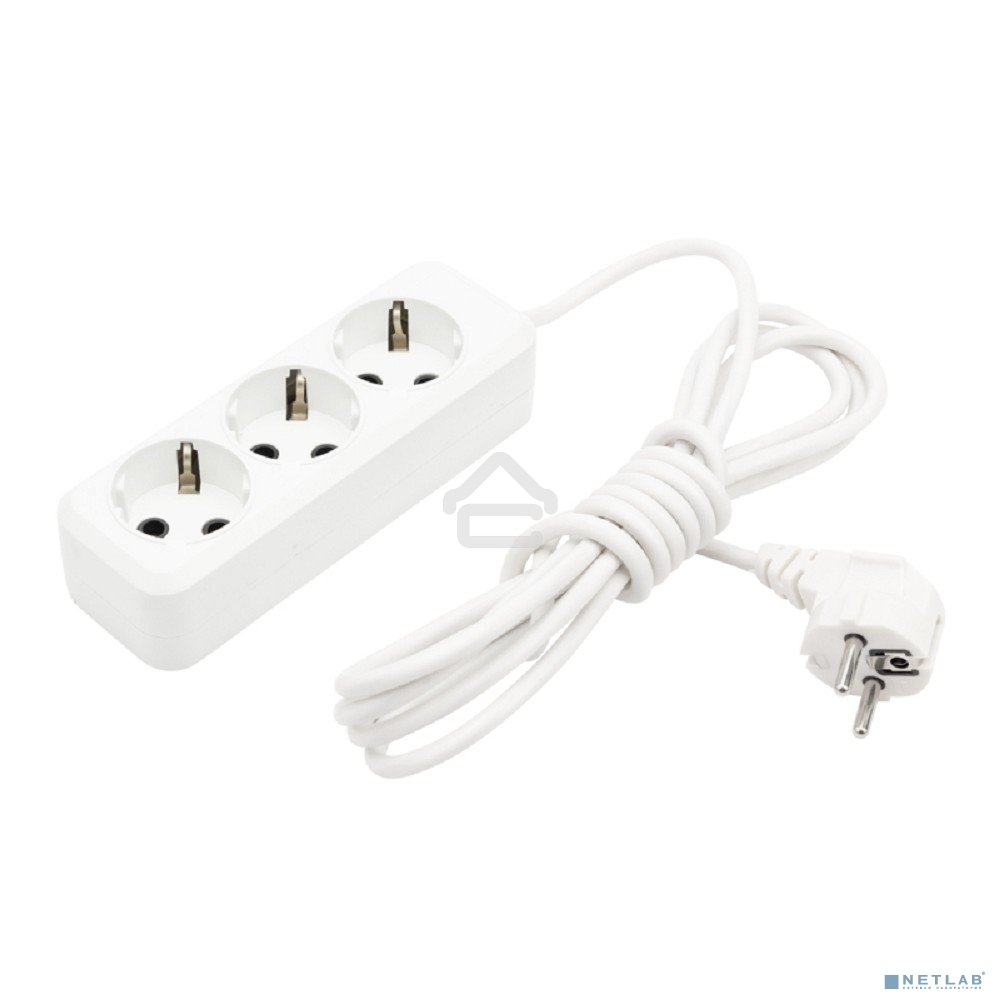 Удлинитель Rexant 3 гнезда, 3 м, 3х1.0 мм², с/з, белый (Сделано в России)