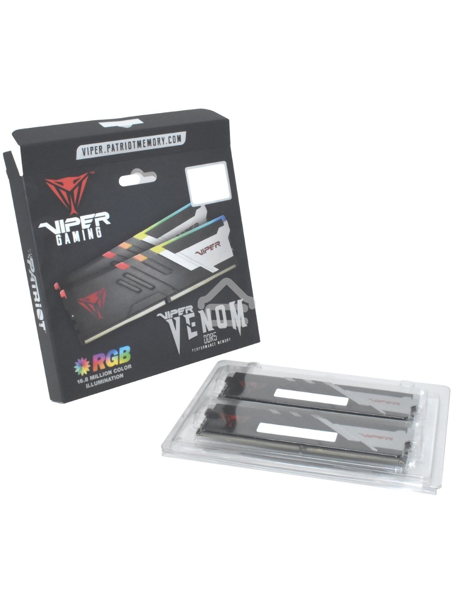 Оперативная память Patriot Viper Venom, DDR5, 32GB (2x16GB), 6400MHz, CL32, DIMM, с радиаторами, RGB, черный