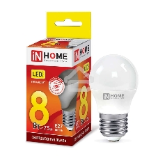 Лампа светодиодная LED-ШАР-VC 8Вт 230В E27 3000К 720лм IN HOME 4690612020563