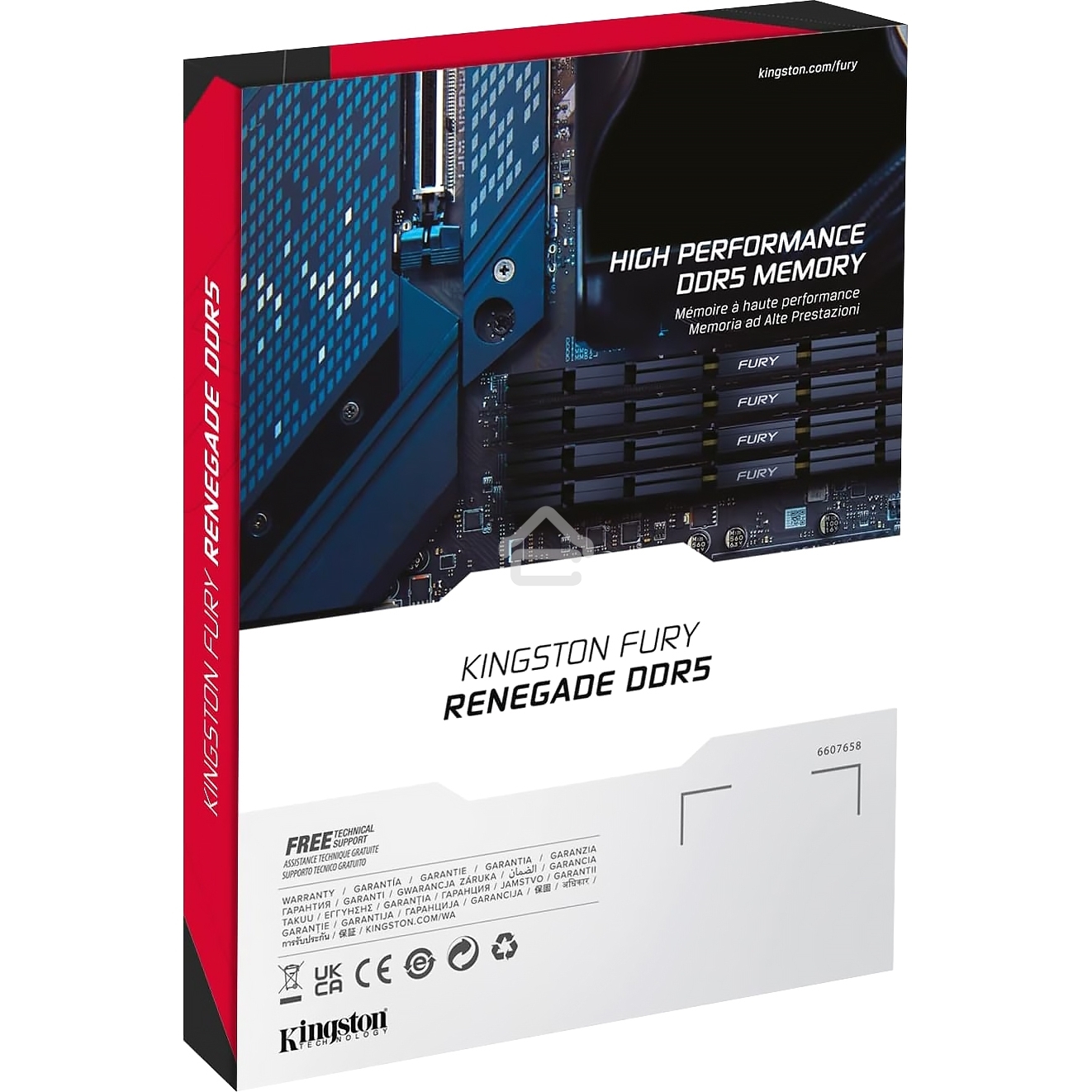 Оперативная память Kingston Fury Renegade, DDR5, 16GB (1x16GB), 6800MHz, CL36, DIMM, радиатор, серебристый