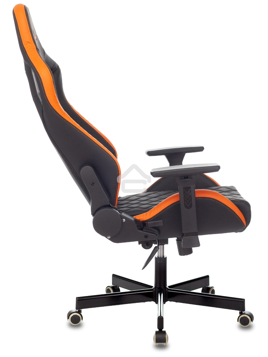 Кресло игровое Knight OUTRIDER черный/оранжевый ромбик эко.кожа с подголов. крестовина металл