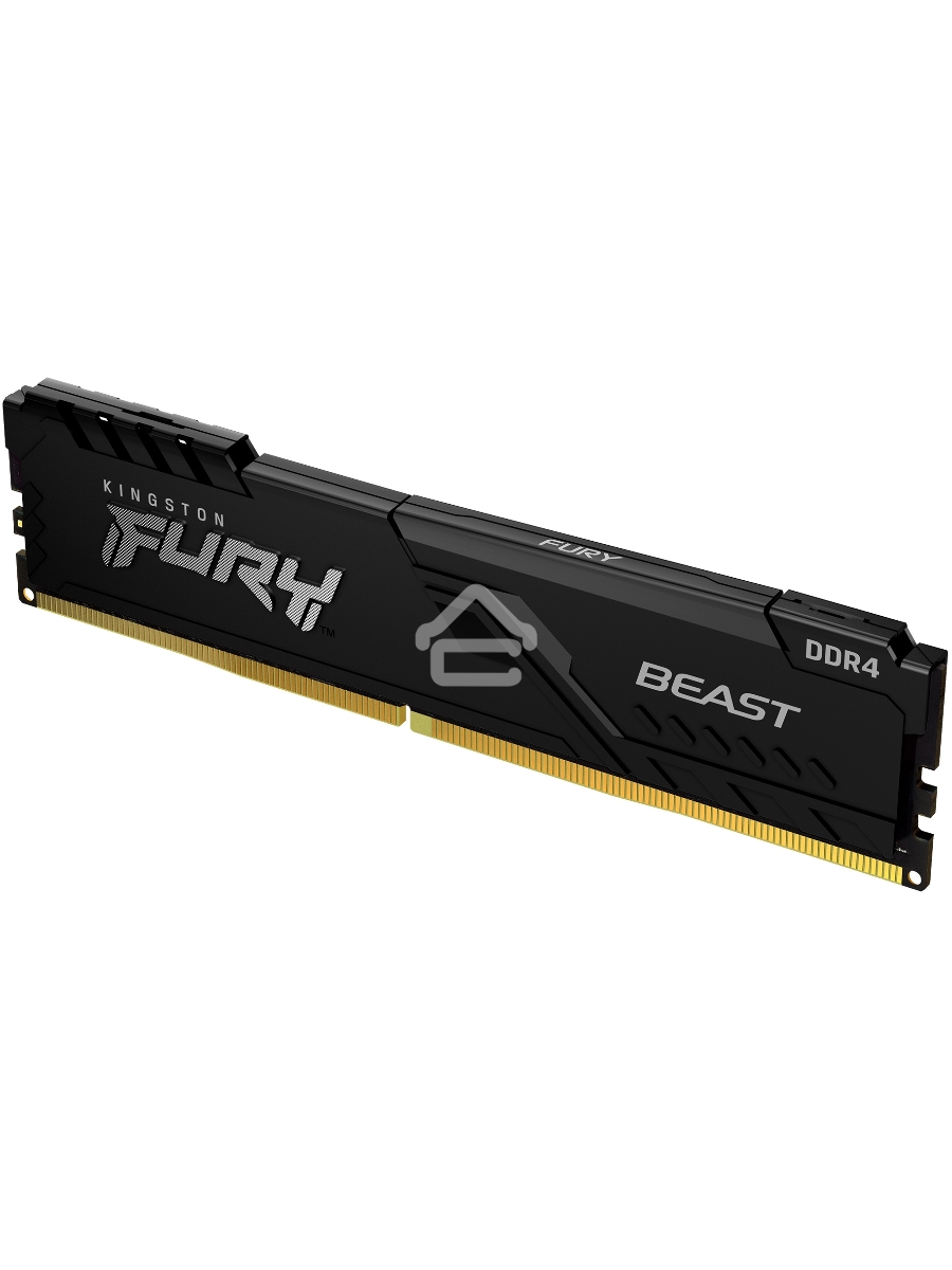 Оперативная память Kingston Fury Beast, DDR4, 16GB (1x16GB), 3200MHz, CL16, DIMM, с радиатором, чёрный