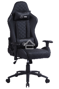 Кресло игровое Cactus CS-CHR-030BL черный, сиденье черный, эко.кожа, с подголов. крестовина металл, пластик черный