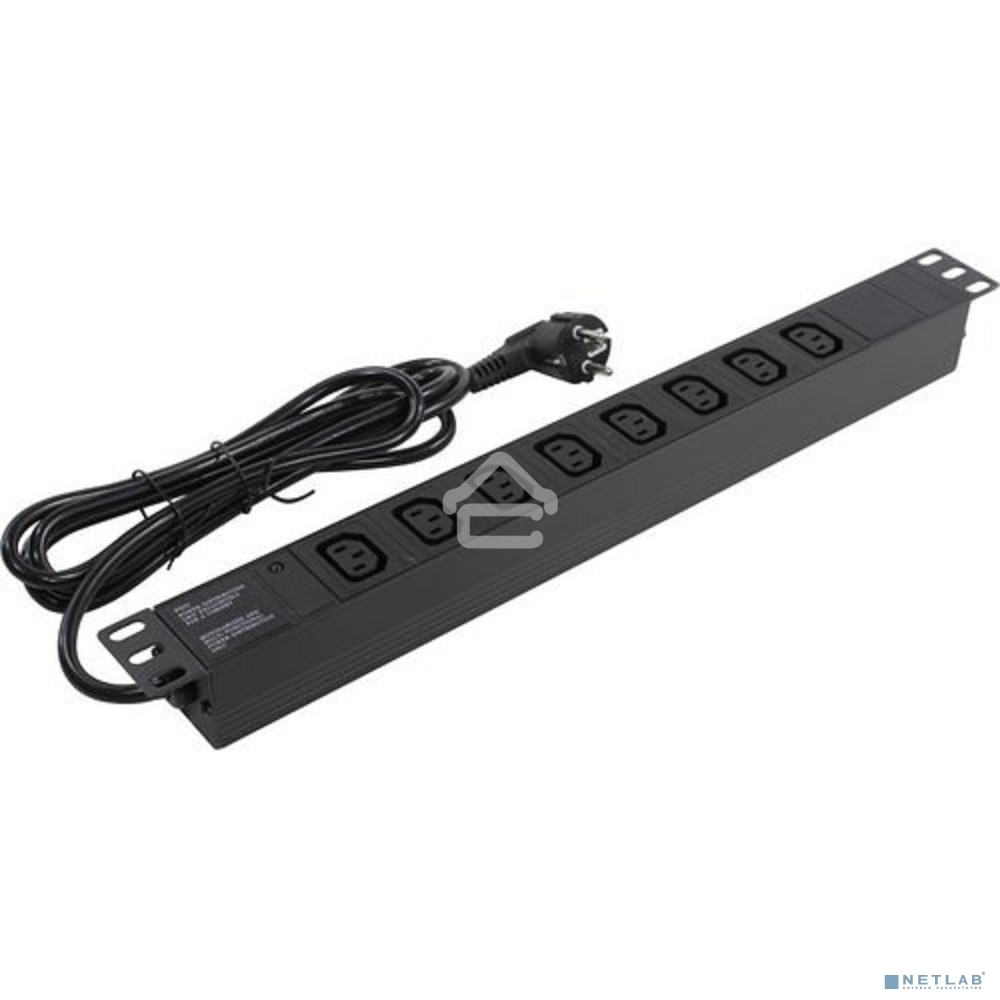 Блок розеток горизонтальный ExeGate ServerPro PDU-19H809 Al-8C13-EU2.5, 19