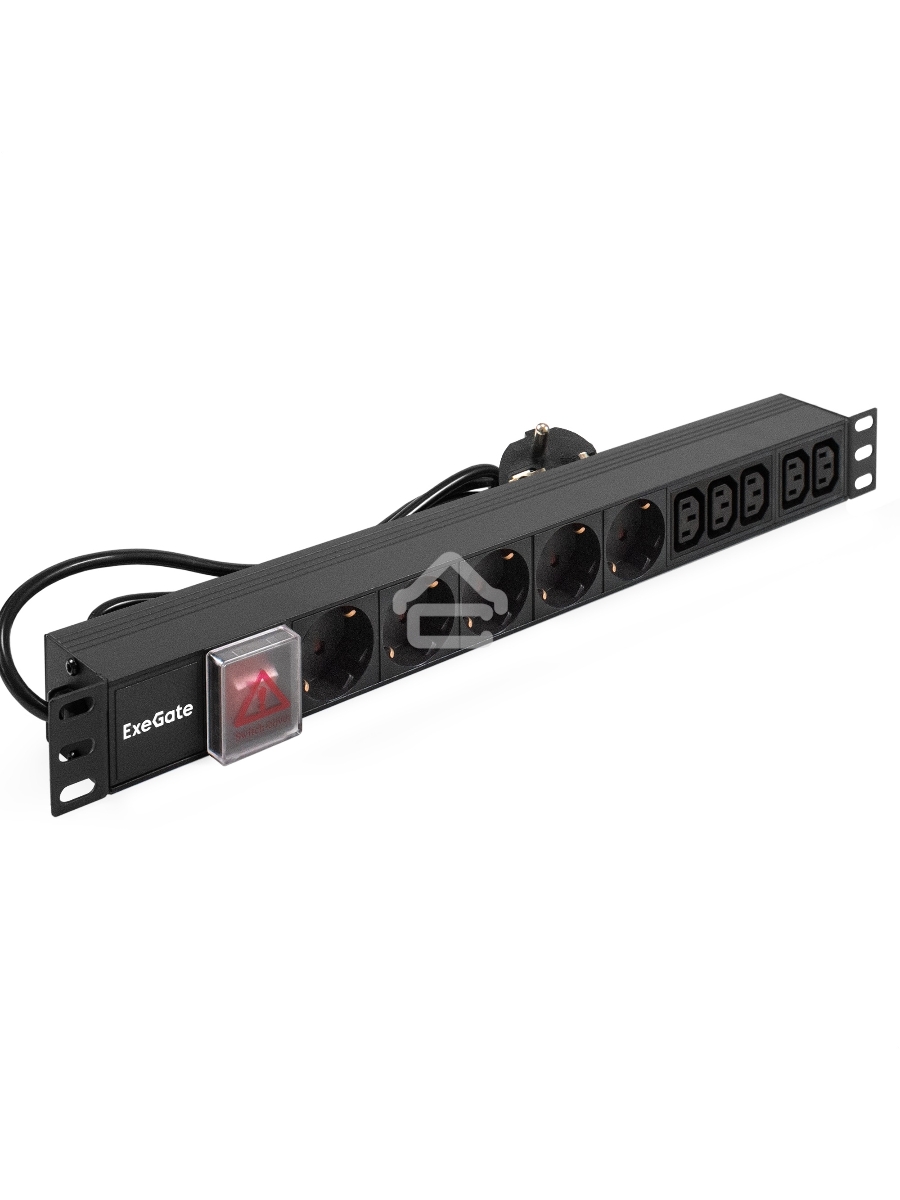 Блок розеток горизонтальный ExeGate ServerPro PDU-19H009 Al-5C135S-EU2.5-SW, 19
