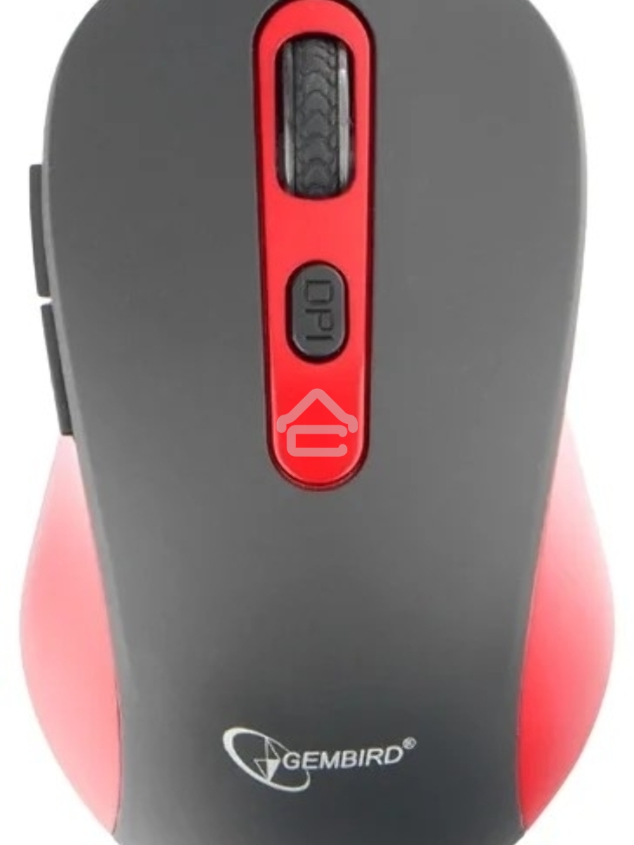 Мышь беспроводная Gembird MUSW-221-R черный/красный, 1600 dpi, радиоканал, USB, кнопки - 6