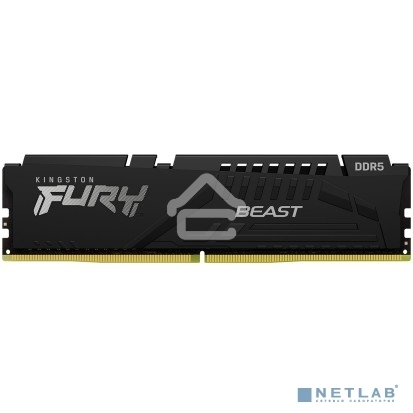 Оперативная память Kingston Fury Beast, DDR5, 8GB (1x8GB), 5200MHz, CL40, DIMM, с радиатором, черный