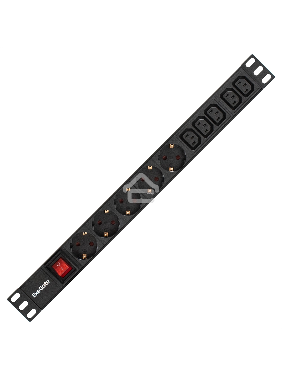 Блок розеток горизонтальный ExeGate ServerPro PDU-19H009 Al-5C135S-EU2.5-SW, 19