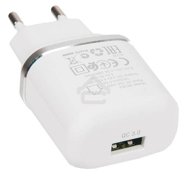 Зарядное устройство BOROFONE BA36A High speed QC 3.0 один порт USB, 5V, 3.0A, белый