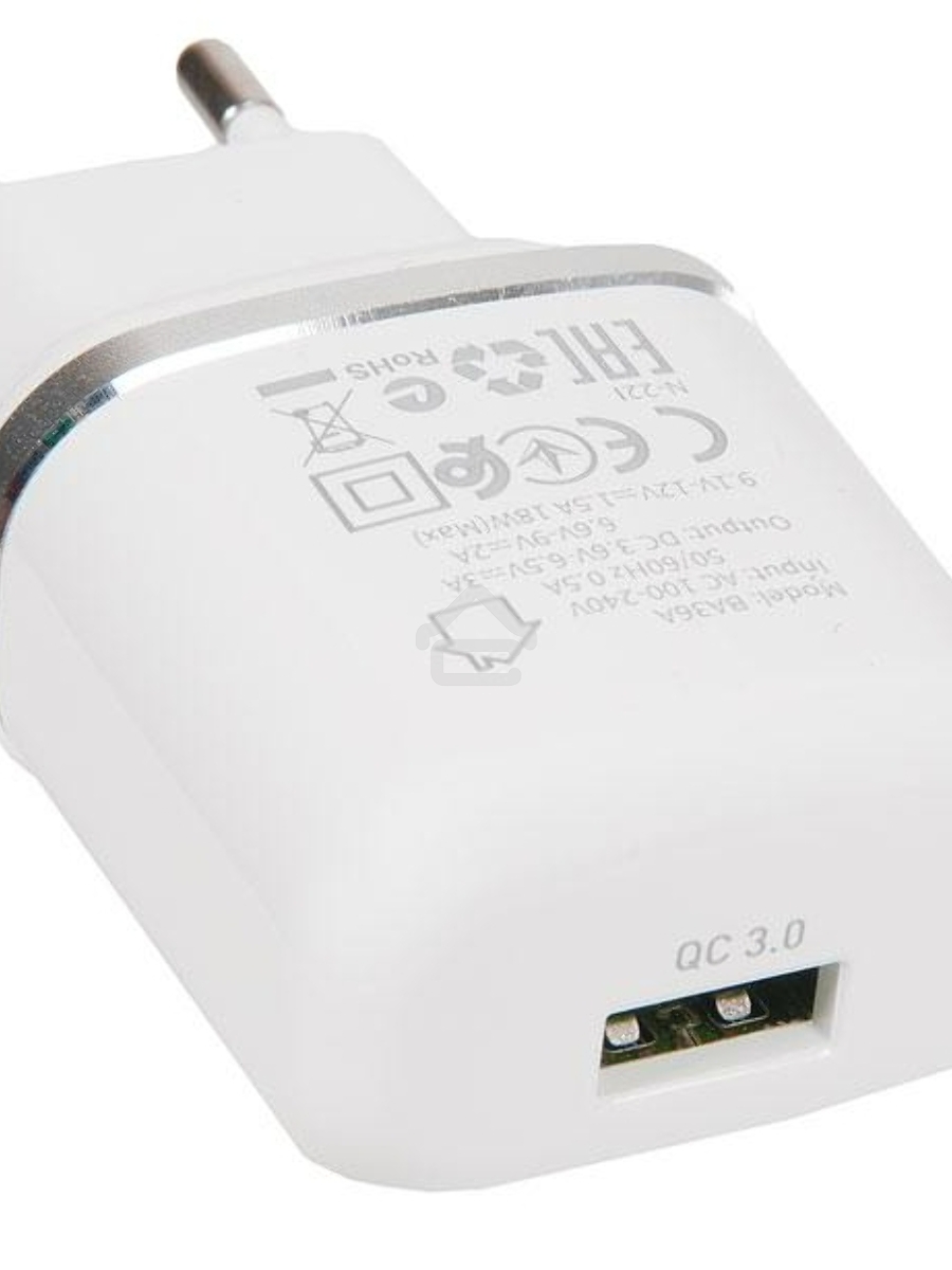 Зарядное устройство BOROFONE BA36A High speed QC 3.0 один порт USB, 5V, 3.0A, белый