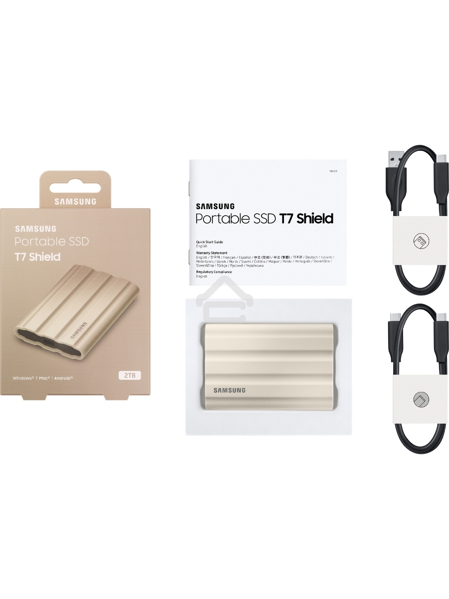 Твердотельный диск Samsung T7 Shield 2TB MU-PE2T0K/WW USB 3.2 Gen2 Type-C, 1050/1000