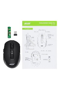 Мышь беспроводная Acer OMR070 черный, 1600 dpi, радиоканал, Bluetooth, USB, кнопки - 6