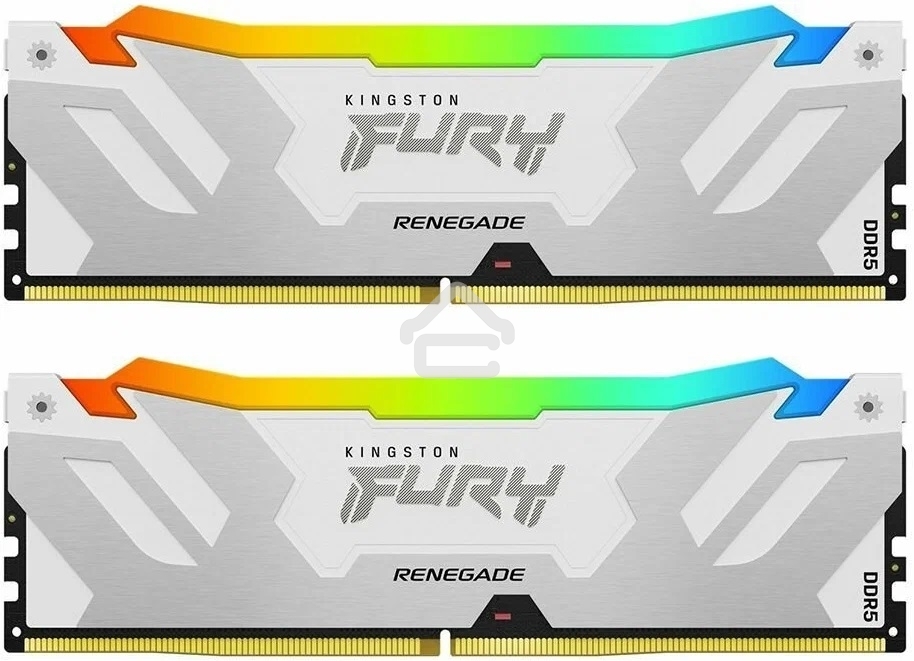 Оперативная память Kingston Fury Renegade, DDR5, 32Gb (2x16Gb), 6400MHz, CL32, DIMM, радиатор, RGB, белый