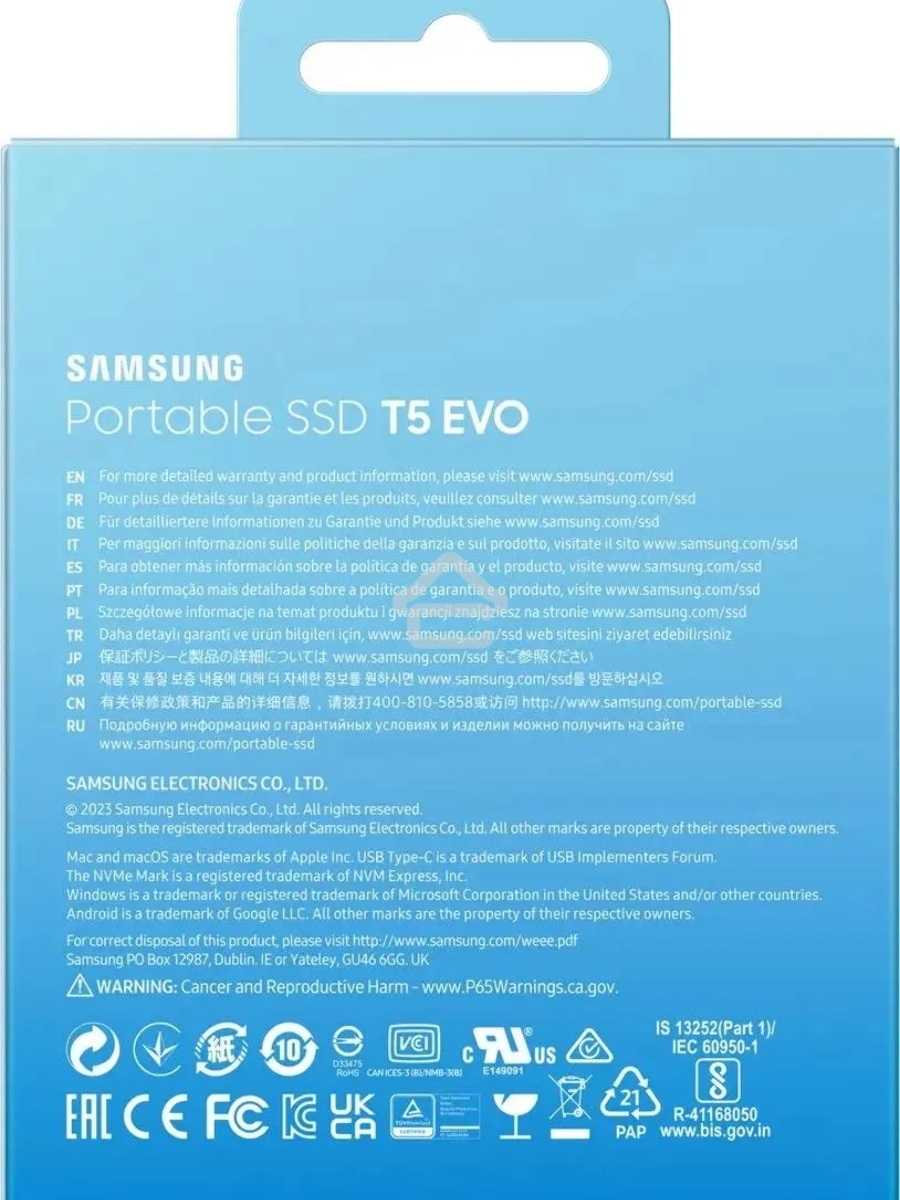 Внешний накопитель SSD Samsung T5 EVO External 2Tb (1024GB) BLACK USB 3.2 (MU-PH2T0S/WW) 1year