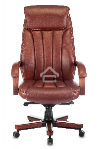 Кресло руководителя Бюрократ T-9922WALNUT светло-коричневый Leather Eichel, кожа, крестовина дерево