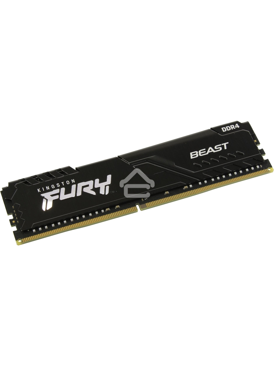 Оперативная память Kingston Fury Beast, DDR4, 16GB (1x16GB), 3200MHz, CL16, DIMM, с радиатором, чёрный