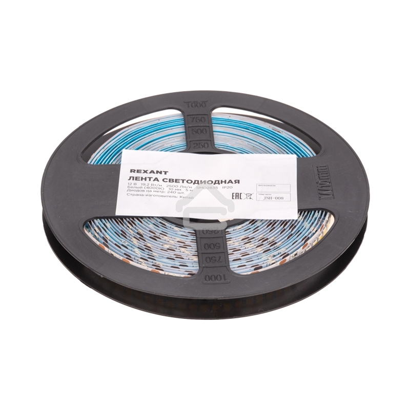 Лента светодиодная 12В, SMD2835, 19,2Вт/м, 240 LED/м, 4000K, 10мм, 5м,IP20 Rexant