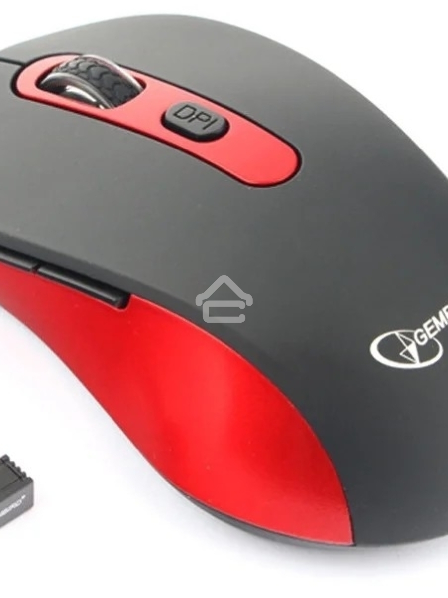 Мышь беспроводная Gembird MUSW-221-R черный/красный, 1600 dpi, радиоканал, USB, кнопки - 6