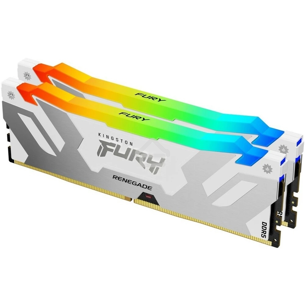Оперативная память Kingston Fury Renegade, DDR5, 32Gb (2x16Gb), 6400MHz, CL32, DIMM, радиатор, RGB, белый