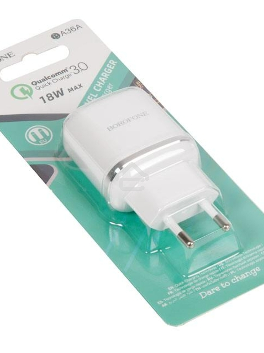 Зарядное устройство BOROFONE BA36A High speed QC 3.0 один порт USB, 5V, 3.0A, белый