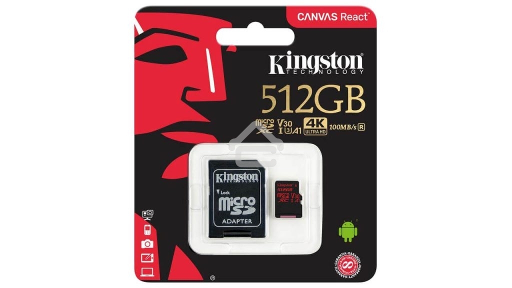 Карта памяти 512GB uSD React 100/80 V30 A1