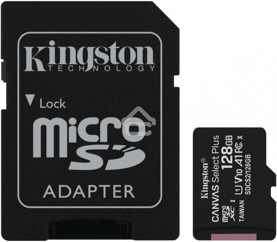 Флеш карта microSDHC 128Gb microSDXC Kingston SDCS2/128Gb Class10 UHS-I Canvas Select up to 100Mb/s с адапт.