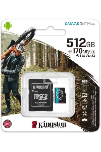 Флеш карта microSDXC 512Gb Class10 Kingston SDCG3/512GB Canvas Go! Plus + adapter