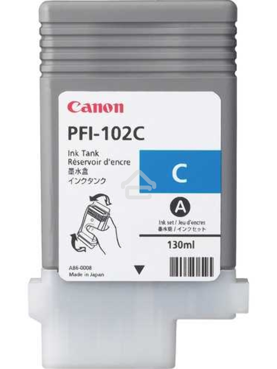 Картридж струйный Canon PFI-102C (0896B001) голубой (130 мл.) для Canon imagePROGRAF iPF605, iPF610., iPF650, iPF655, iPF710, iPF750, iPF755, LP17, iPF510