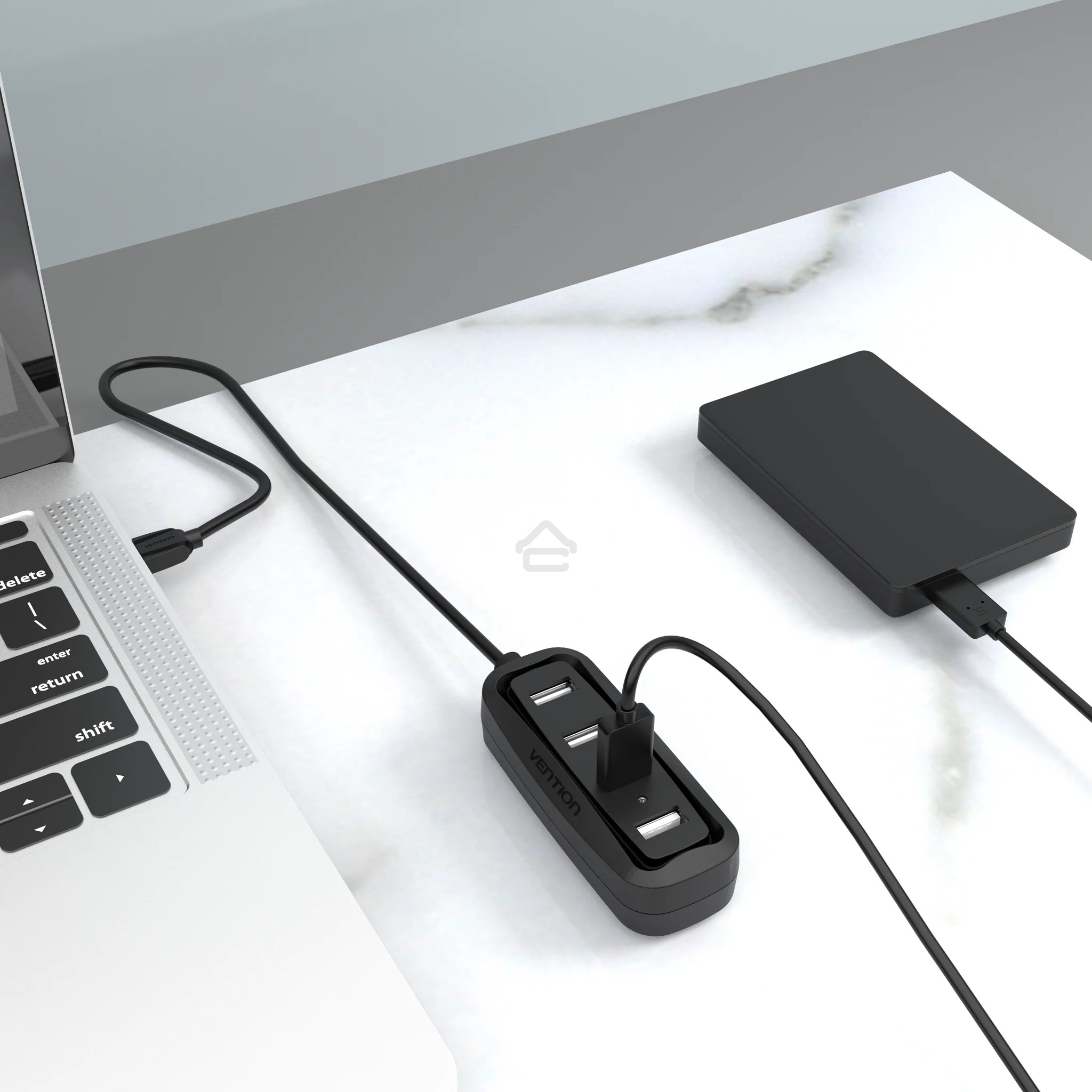 Концентратор Vention USB 2.0 на 4 порта черный VAS-J43-B015
